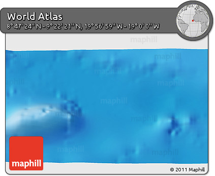 Physical 3D Map of the Area around 9° 4' 52" N, 19° 28' 30" W
