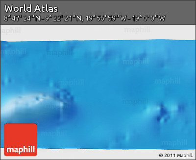 Physical 3D Map of the Area around 9° 4' 52" N, 19° 28' 30" W
