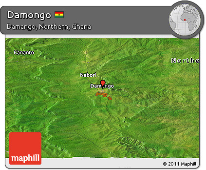 Satellite Panoramic Map of Damongo