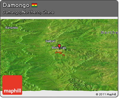 Satellite Panoramic Map of Damongo