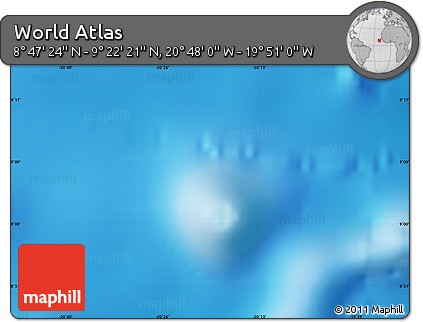 Physical Map of the Area around 9° 4' 52" N, 20° 19' 30" W
