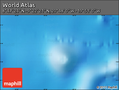 Physical Map of the Area around 9° 4' 52" N, 20° 19' 30" W