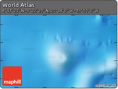 Physical Map of the Area around 9° 4' 52" N, 20° 19' 30" W