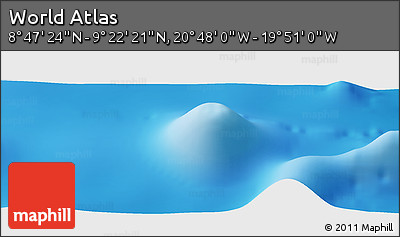 Shaded Relief Panoramic Map of the Area around 9° 4' 52" N, 20° 19' 30" W