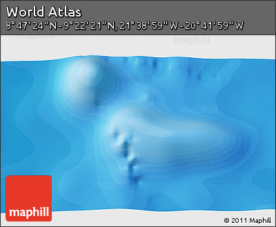 Political 3D Map of the Area around 9° 4' 52" N, 21° 10' 29" W