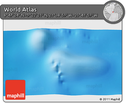Shaded Relief 3D Map of the Area around 9° 4' 52" N, 21° 10' 29" W