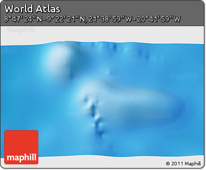 Shaded Relief 3D Map of the Area around 9° 4' 52" N, 21° 10' 29" W