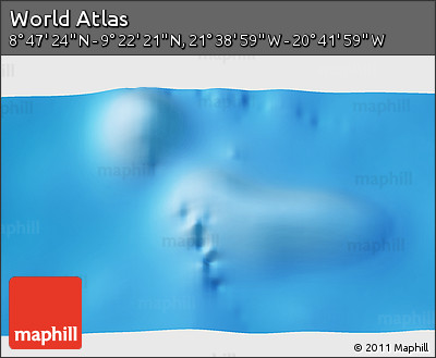 Shaded Relief 3D Map of the Area around 9° 4' 52" N, 21° 10' 29" W