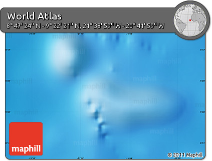 Physical Map of the Area around 9° 4' 52" N, 21° 10' 29" W