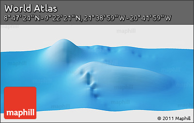 Physical Panoramic Map of the Area around 9° 4' 52" N, 21° 10' 29" W