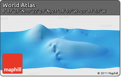 Physical Panoramic Map of the Area around 9° 4' 52" N, 21° 10' 29" W