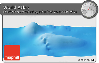 Shaded Relief Panoramic Map of the Area around 9° 4' 52" N, 21° 10' 29" W