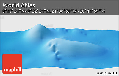 Shaded Relief Panoramic Map of the Area around 9° 4' 52" N, 21° 10' 29" W