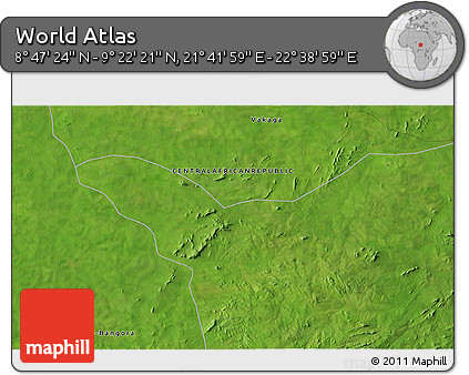 Satellite 3D Map of the Area around 9° 4' 52" N, 22° 10' 29" E