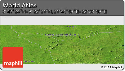 Satellite Panoramic Map of the Area around 9° 4' 52" N, 22° 10' 29" E