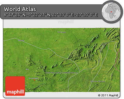 Satellite 3D Map of the Area around 9° 4' 52" N, 23° 1' 29" E