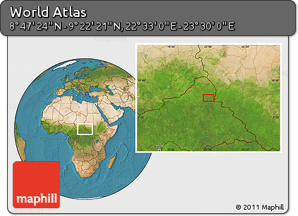 Satellite Location Map of the Area around 9° 4' 52" N, 23° 1' 29" E