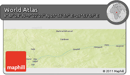 Physical Panoramic Map of the Area around 9° 4' 52" N, 26° 25' 29" E