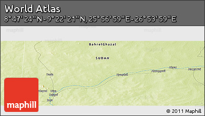Physical Panoramic Map of the Area around 9° 4' 52" N, 26° 25' 29" E