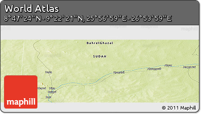 Physical Panoramic Map of the Area around 9° 4' 52" N, 26° 25' 29" E