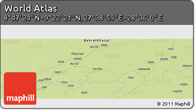 Physical Panoramic Map of the Area around 9° 4' 52" N, 28° 7' 30" E