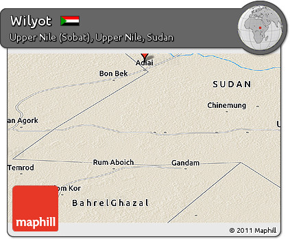 Shaded Relief Panoramic Map of Wilyot