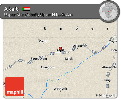 Shaded Relief Map of Akait