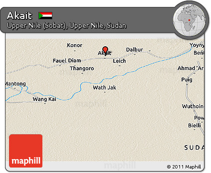 Shaded Relief Panoramic Map of Akait