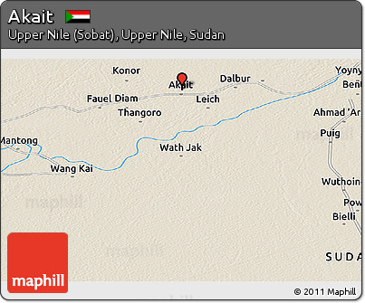 Shaded Relief Panoramic Map of Akait