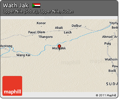 Shaded Relief Panoramic Map of Wath Jak