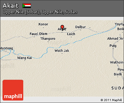 Shaded Relief Panoramic Map of Akait