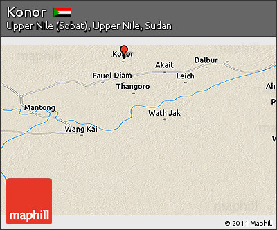 Shaded Relief Panoramic Map of Konor