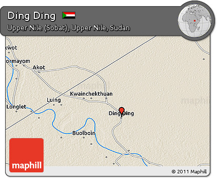 Shaded Relief 3D Map of Ding Ding