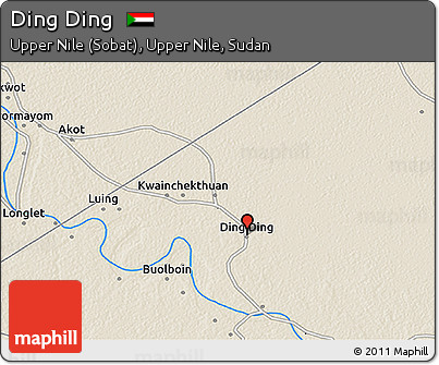 Shaded Relief 3D Map of Ding Ding