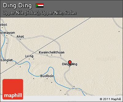 Shaded Relief 3D Map of Ding Ding