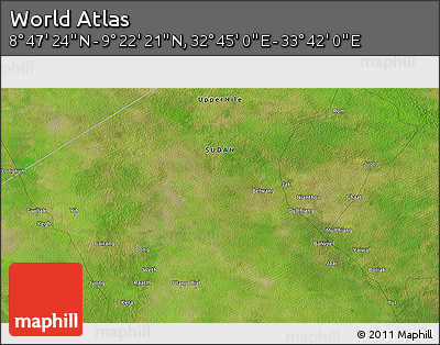 Satellite 3D Map of the Area around 9° 4' 52" N, 33° 13' 30" E