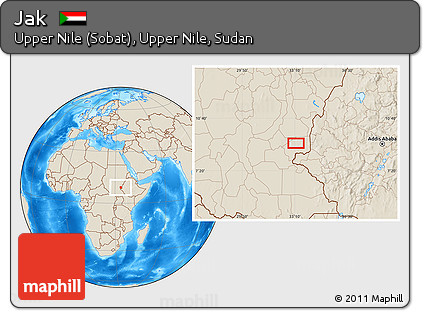 Shaded Relief Location Map of Jak