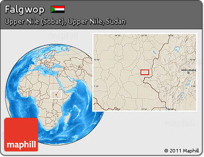 Shaded Relief Location Map of Falgwop
