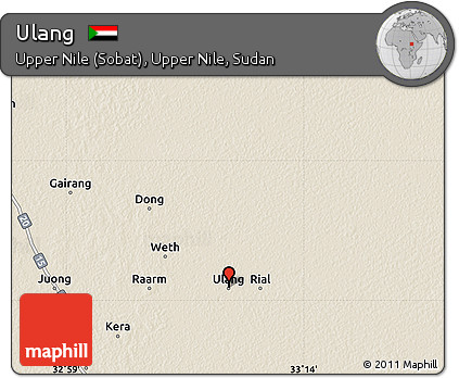 Shaded Relief Map of Ulang