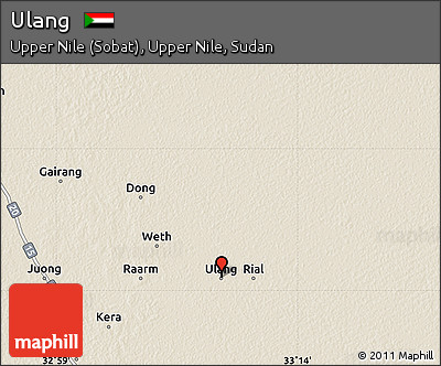 Shaded Relief Map of Ulang