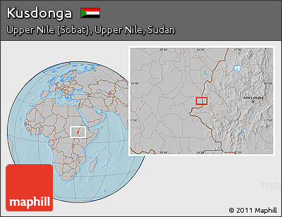 Gray Location Map of Kusdonga, hill shading