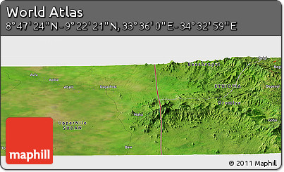 Satellite Panoramic Map of the Area around 9° 4' 52" N, 34° 4' 30" E