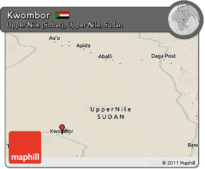 Shaded Relief Panoramic Map of Kwombor