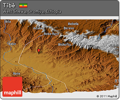 Physical Panoramic Map of Tībē