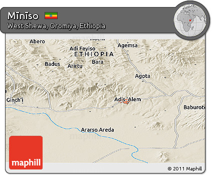 Shaded Relief Panoramic Map of Mīnīso