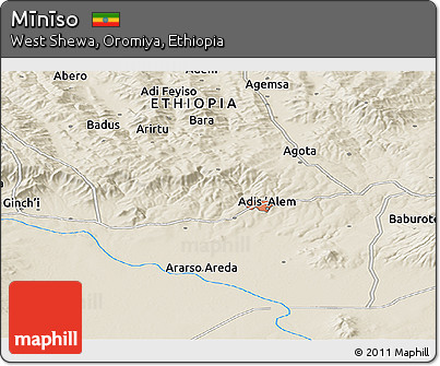 Shaded Relief Panoramic Map of Mīnīso