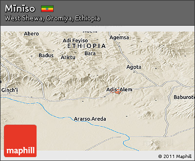 Shaded Relief Panoramic Map of Mīnīso