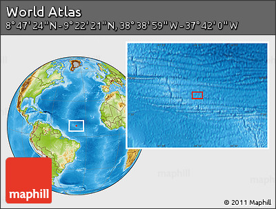 Physical Location Map of the Area around 9° 4' 52" N, 38° 10' 29" W