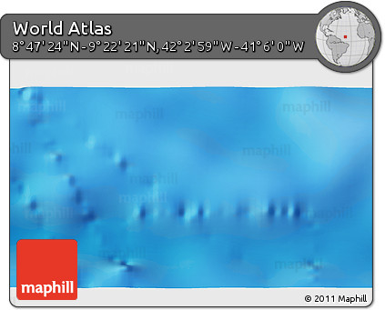Physical 3D Map of the Area around 9° 4' 52" N, 41° 34' 30" W