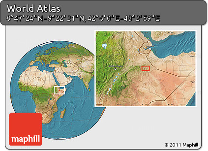 Satellite Location Map of the Area around 9° 4' 52" N, 42° 34' 30" E